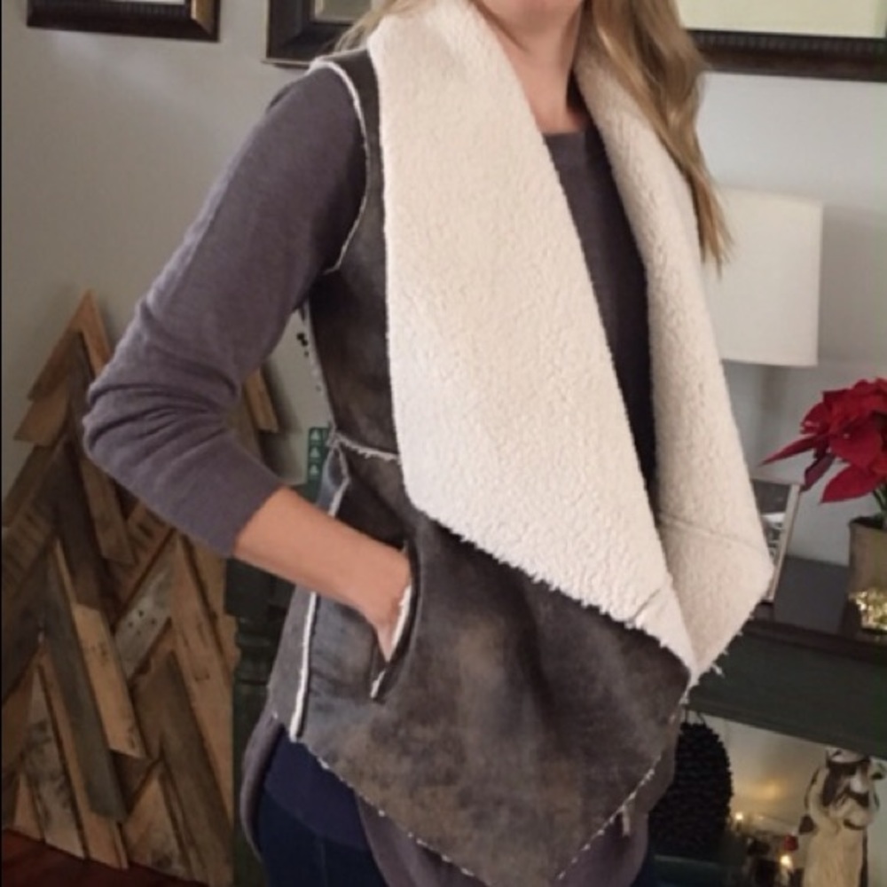Faux leather and Sherpa vest